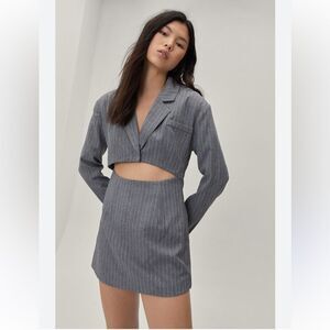 Nasty Gal Pin Stripe Cutout Blazer Dress NWT